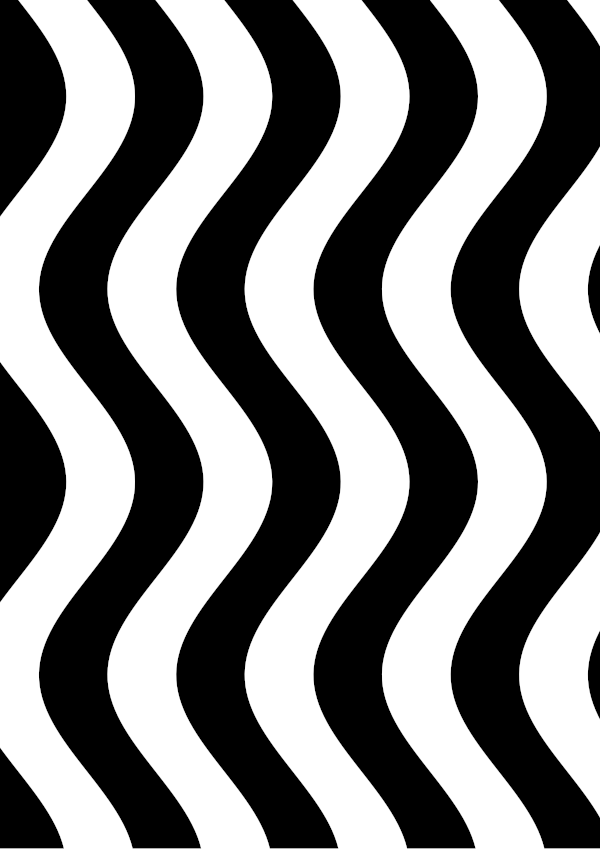High-contrast stripes card (wavy) for a baby of about 2–3 months — black on white, thinnest feature 24.0 mm.