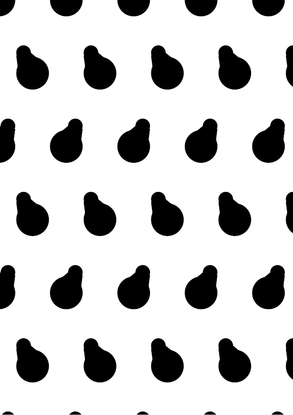 High-contrast boteh card (sparse) for a baby of about 3–4 months — black on white, thinnest feature 10.6 mm.