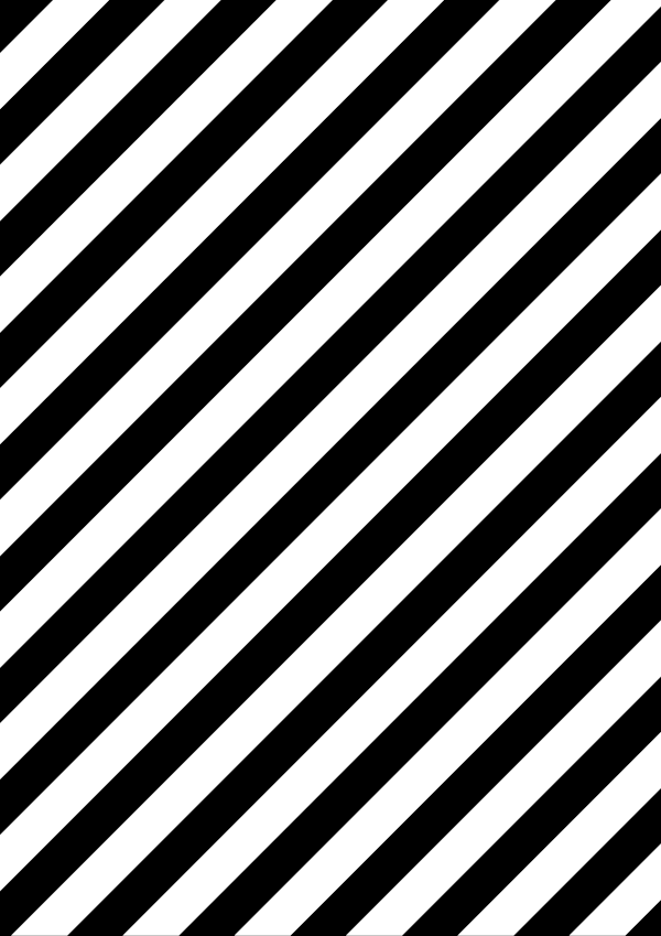 High-contrast stripes card (diagonal) for a baby of about 3–4 months — white on black, thinnest feature 17.7 mm.