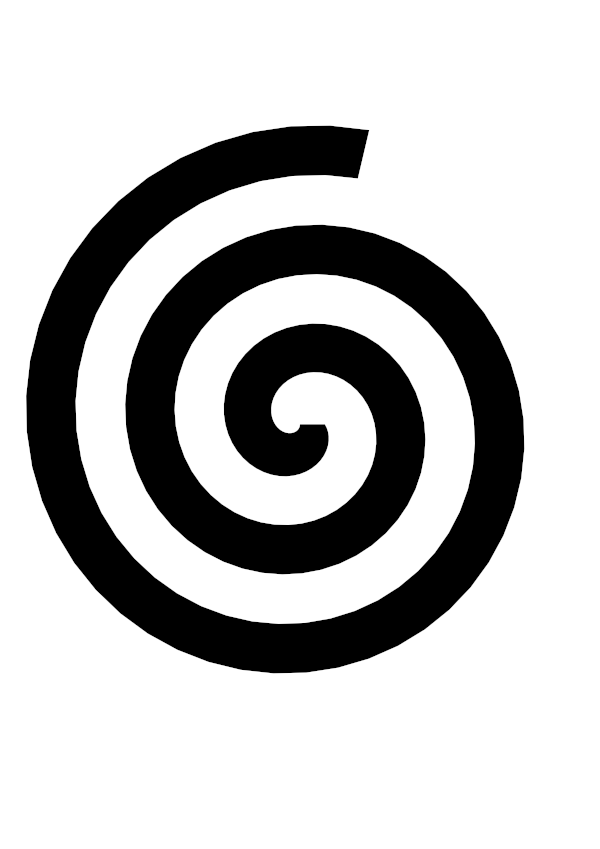 High-contrast spiral card for a newborn — black on white, thinnest feature 17.4 mm.