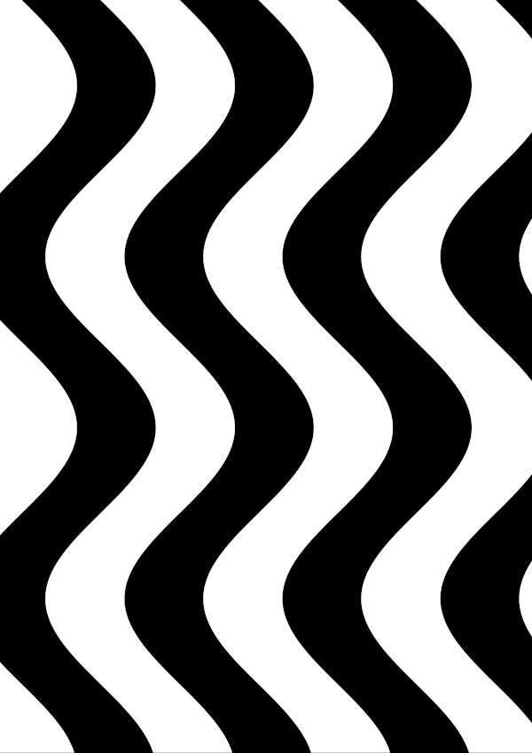 High-contrast stripes card (wavy) for a newborn — white on black, thinnest feature 31.2 mm.