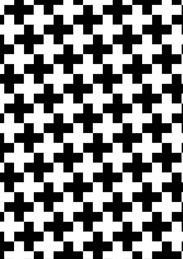 High-contrast trellis card (plus) for a newborn — white on black, thinnest feature 11.3 mm.