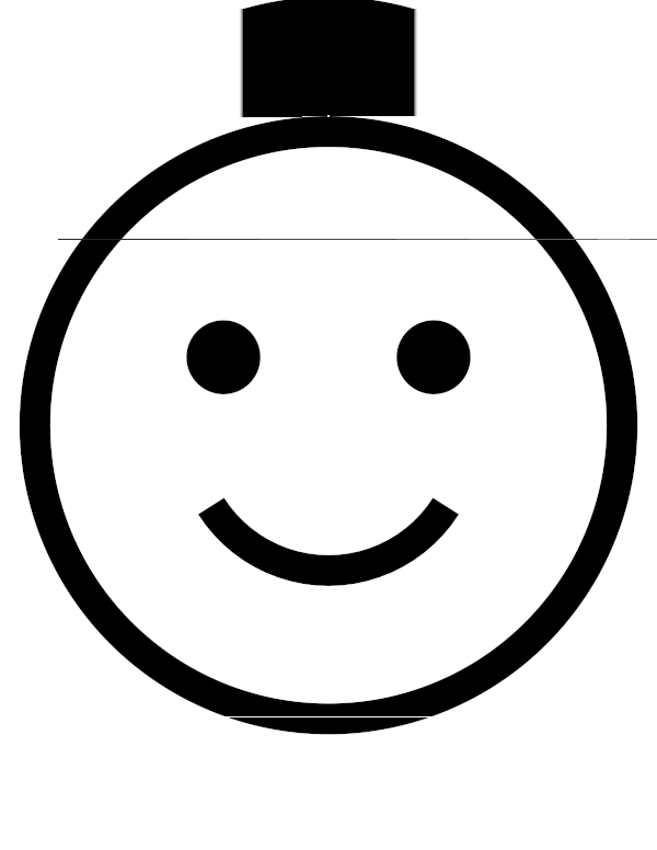 High-contrast schematic face card (eyes and smile) for a baby of about 2–3 months to look at from 60 cm — black on white, thinnest feature 10.2 mm.