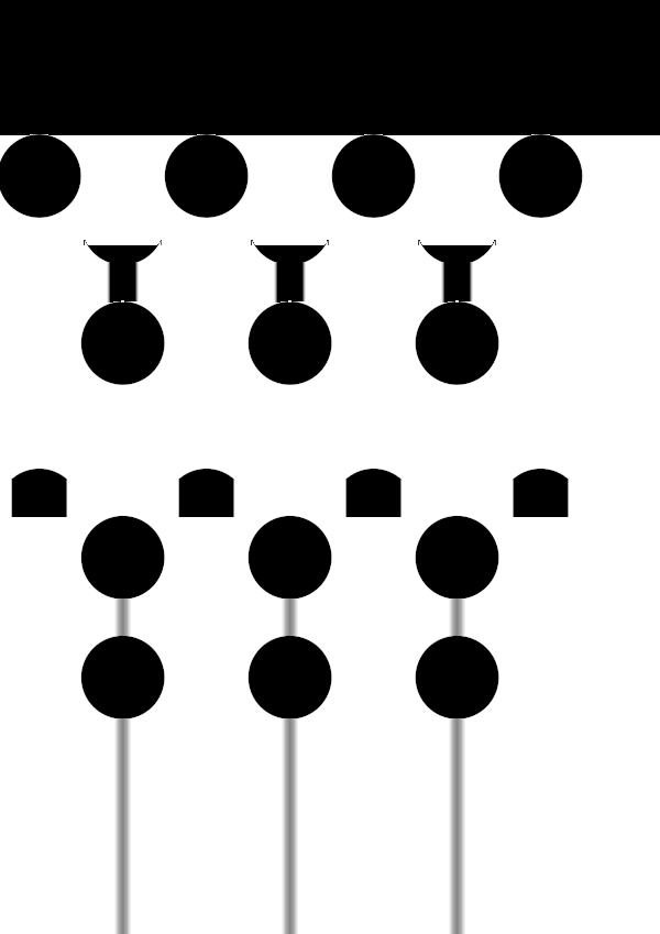 High-contrast dots card for a newborn to look at from 60 cm — black on white, thinnest feature 26.6 mm.